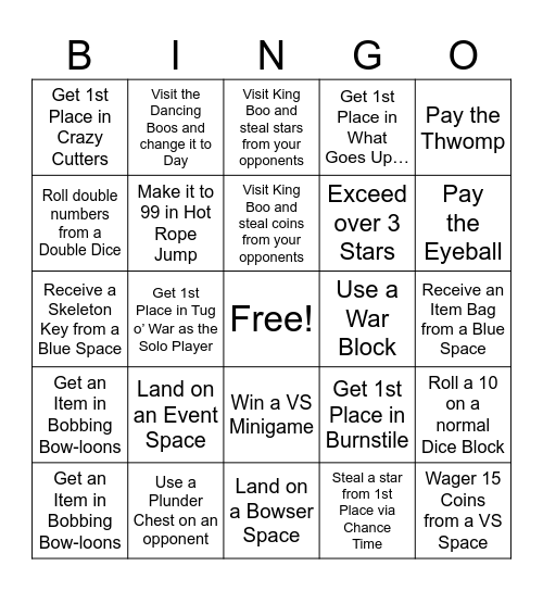 Mario Party Bingo Card