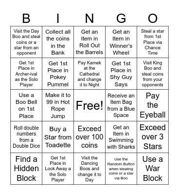 Mario Party Bingo Card