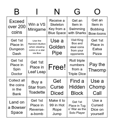 Mario Party Bingo Card