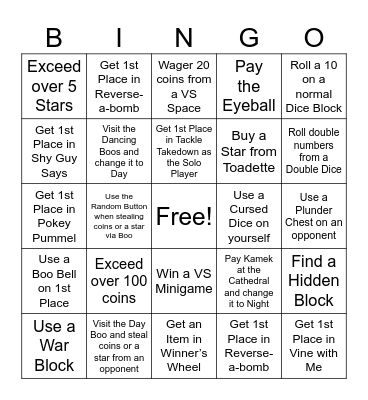 Mario Party Bingo Card