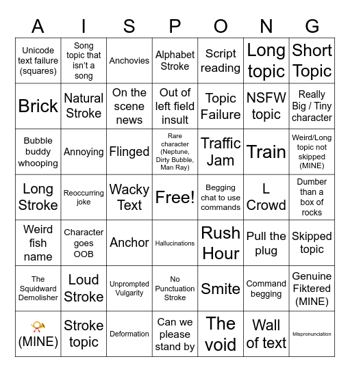 Aisponge binjo Bingo Card