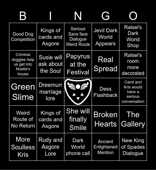 Deltarune Chapter 5 Bingo Card