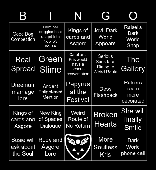 Deltarune Chapter 5 Bingo Card