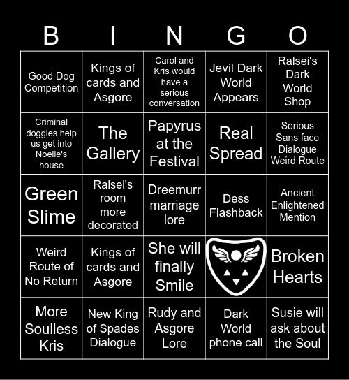 Deltarune Chapter 5 Bingo Card