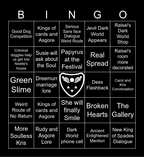Deltarune Chapter 5 Bingo Card