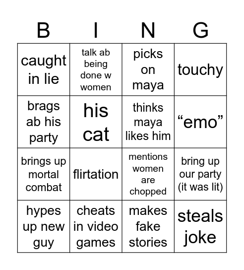 Beach Bingo Card