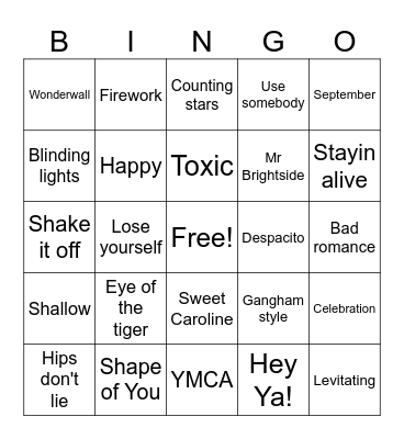 Music Bingo Card