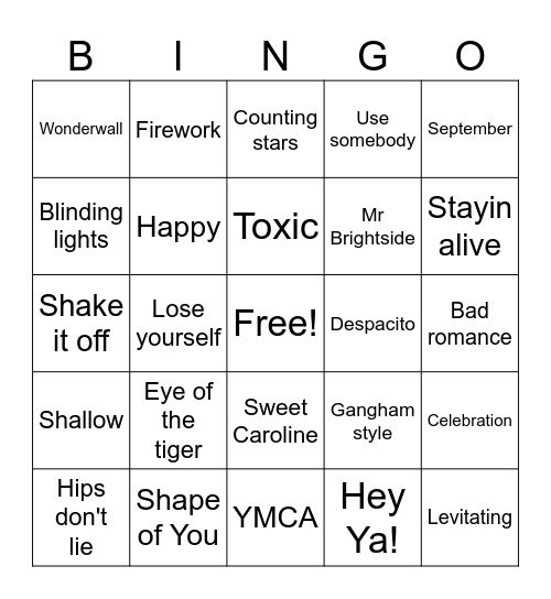 Music Bingo Card