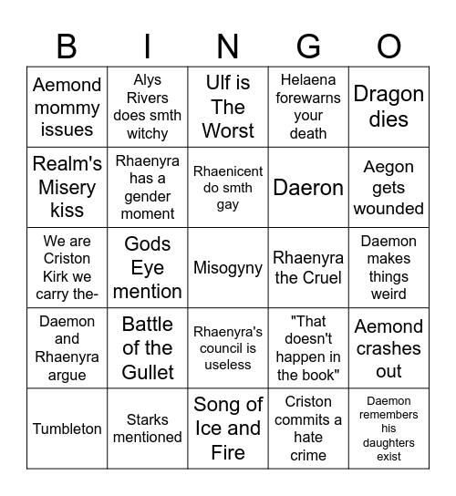 HOTD Bingo Card