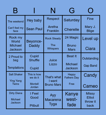 Father's Day R&B Bingo Card