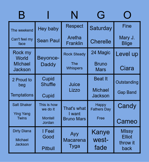 Father's Day R&B Bingo Card