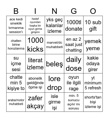 Odisis bingo Card