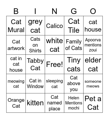 Cat Bingo Card