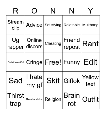 Clurron Bingo Card