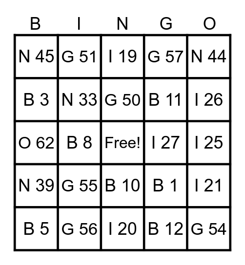 Bingo Card
