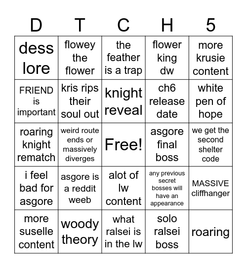 DT CH5 BINGO Card