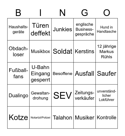 Berliner Bahnerlebnisse Bingo Card