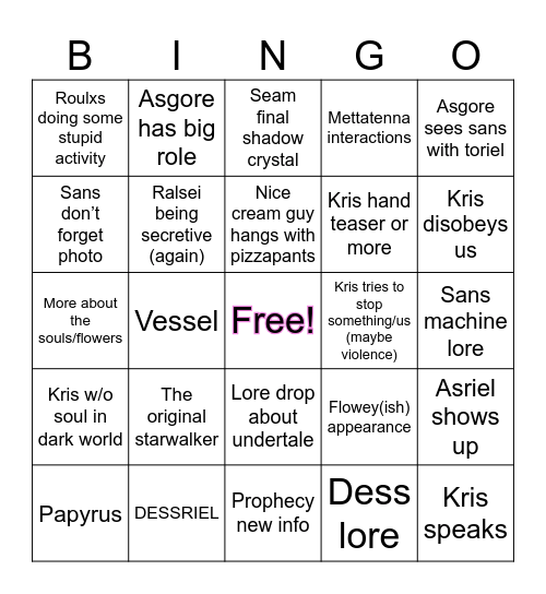 DELTARUNE Bingo Card