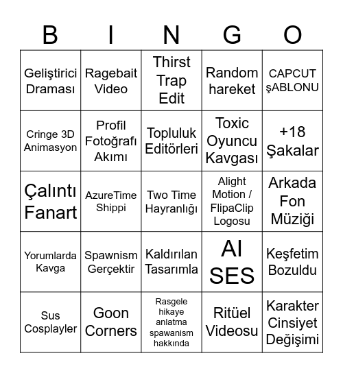 Forsaken bingo Card