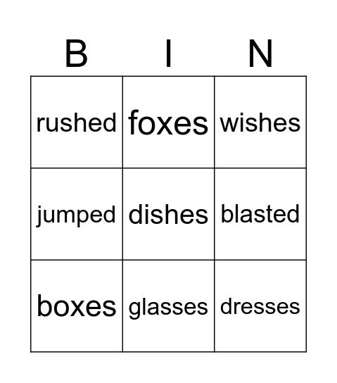 UFLI Bingo Card