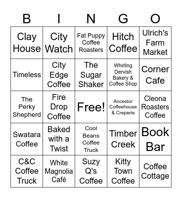 National Coffee Month Bingo Card