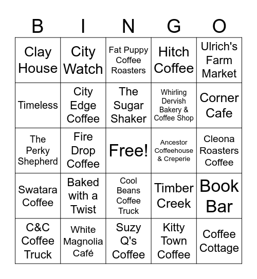 National Coffee Month Bingo Card