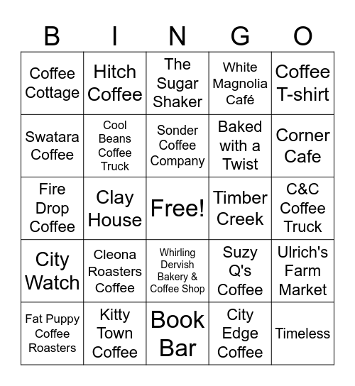 National Coffee Month Bingo Card