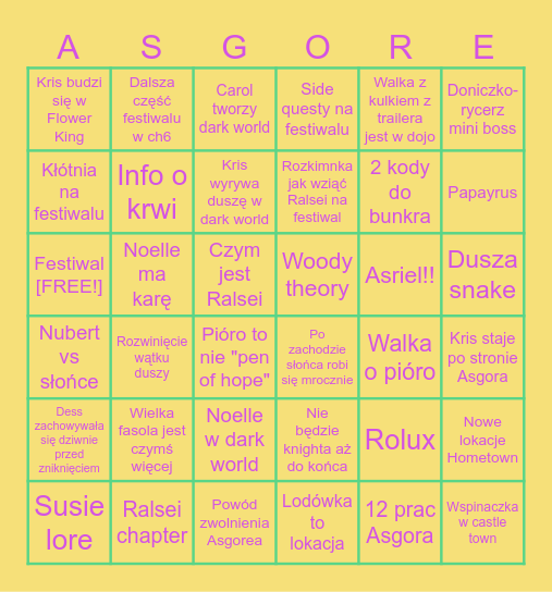 DELTARUNE CHAPTER 5 Bingo Card