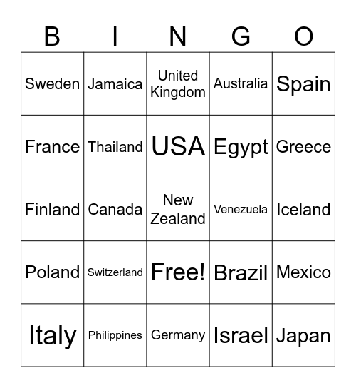 World Bingo Card