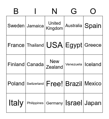 World Bingo Card