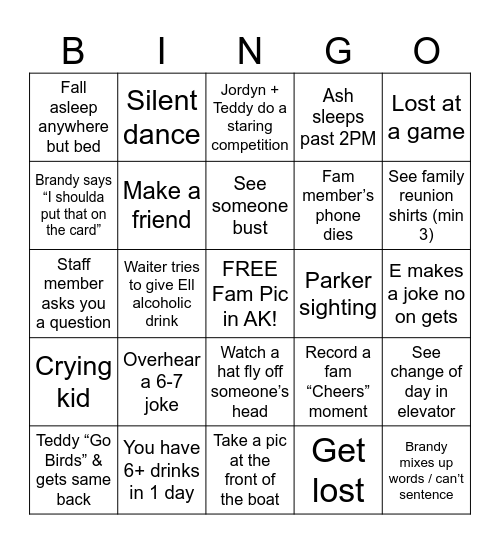 Family 🚢 Bingo v2 Bingo Card