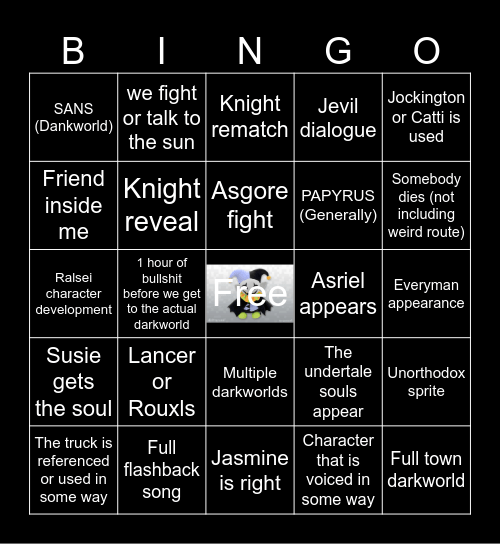 Deltarune Chipter five biano Bingo Card