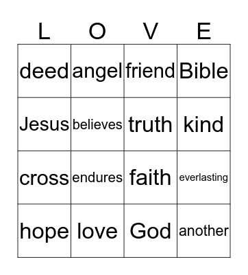 God's  Bingo Card