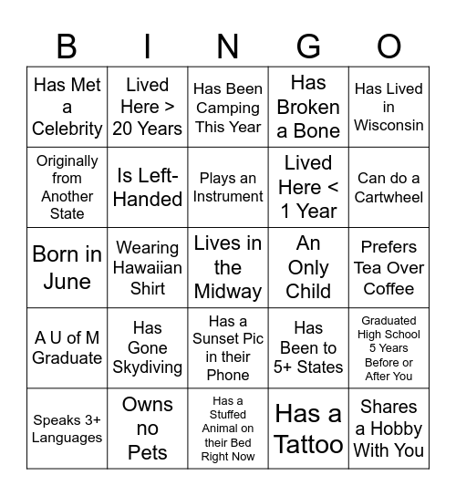 Know-Your-Neighbors Bingo Card