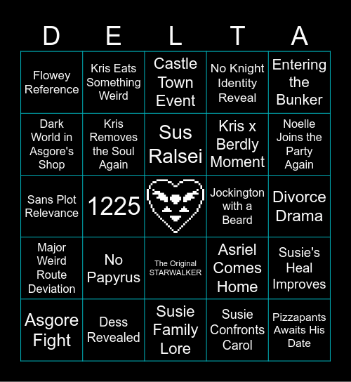 Deltarune Chapter 5 Bingo Card
