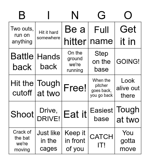 Coach Jesse-isms Bingo Card
