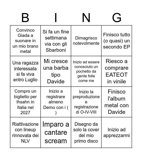 Bingo impossible 2026 Bingo Card