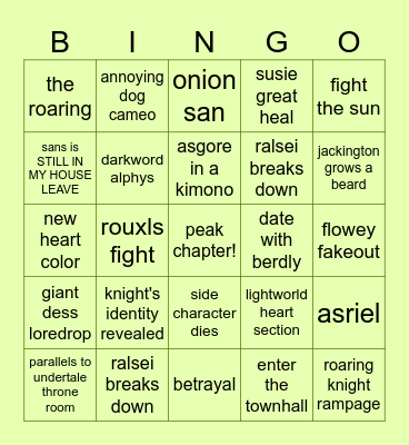 deltarune chapter 5 Bingo Card
