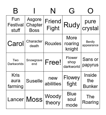 deltarune bingo 2 Bingo Card