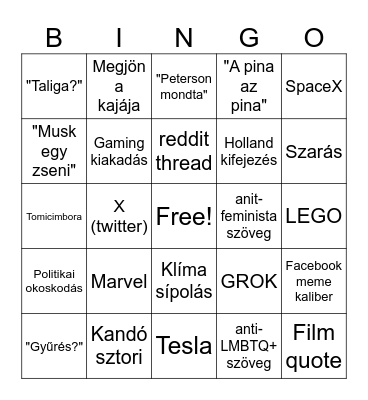 Velu Bingo Card