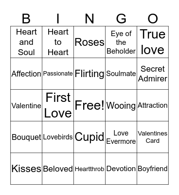 Love Letters for Valentines Bingo Card