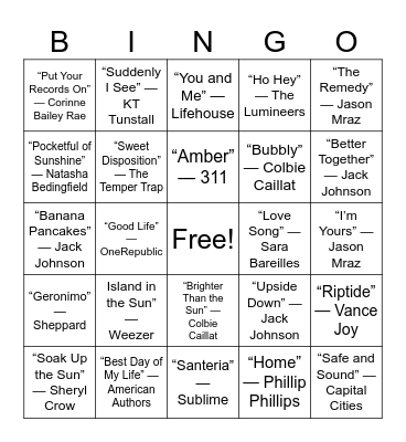 Vacation Mode Bingo Card