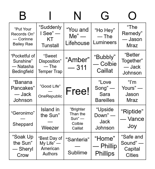 Vacation Mode Bingo Card