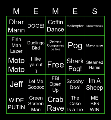 Meme Machine Bingo Card