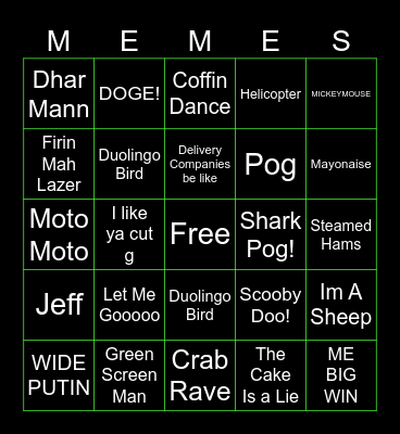 Meme Machine Bingo Card