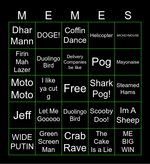 Meme Machine Bingo Card
