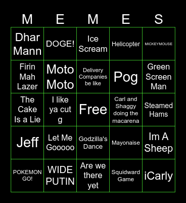 Meme Machine Bingo Card