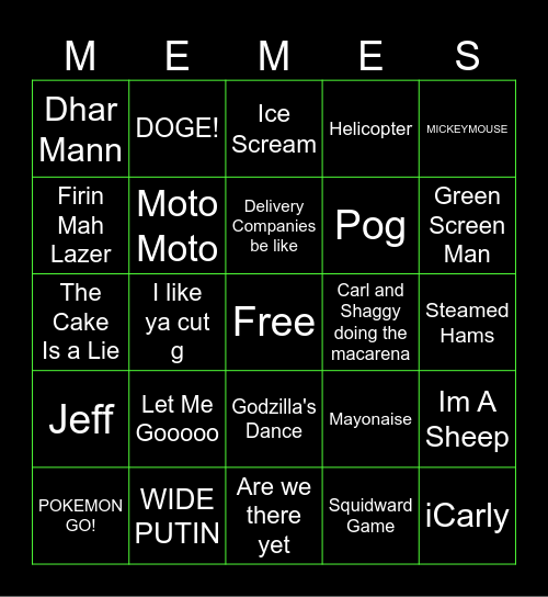 Meme Machine Bingo Card
