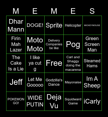 Meme Machine Bingo Card