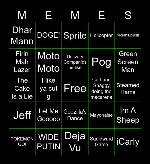 Meme Machine Bingo Card